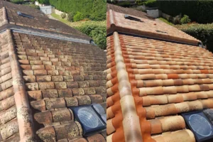 Traitement hydrofuge toiture hyères, avant et après